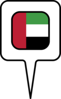 vereinigt arabisch Emirate Flagge Karte Zeiger Symbol, Platz Design. png