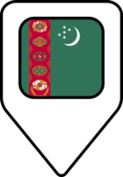 Turkmenistan flag map pin navigation icon, square design. png