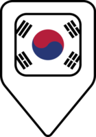 Sud Corea bandiera carta geografica perno navigazione icona, piazza design. png
