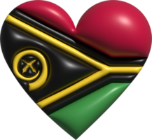 Vanuatu flag heart 3D. png