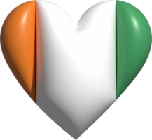 Cote d'Ivoire flag heart 3D. png