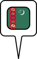 Turkmenistán bandera mapa puntero icono, cuadrado diseño. png