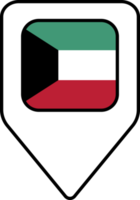 Kuwait bandiera carta geografica perno navigazione icona, piazza design. png