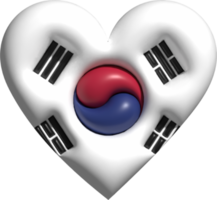 sur Corea bandera corazón 3d. png