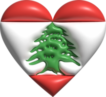 Líbano bandeira coração 3d. png