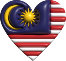 Malasia bandera corazón 3d. png