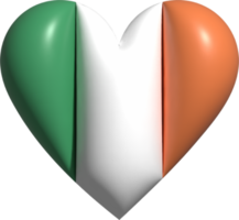 Irlanda bandeira coração 3d. png