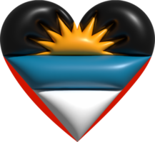 antigua et Barbuda drapeau cœur 3d. png