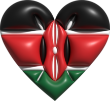 Kenya drapeau cœur 3d. png