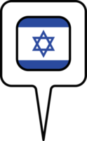 Israel flag Map pointer icon, square design. png