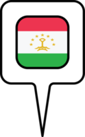 le tadjikistan drapeau carte aiguille icône, carré conception. png