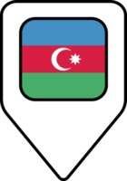 Azerbaijan flag map pin navigation icon, square design. png