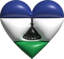 Lesoto bandeira coração 3d. png