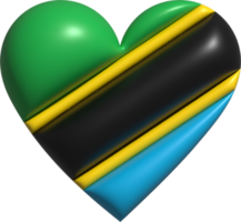 Tanzânia bandeira coração 3d. png