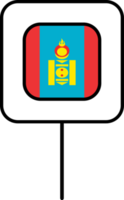 Mongólia bandeira quadrado PIN ícone. png