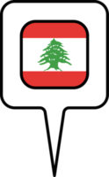 Líbano bandera mapa puntero icono, cuadrado diseño. png