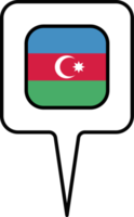 Azerbaïdjan drapeau carte aiguille icône, carré conception. png