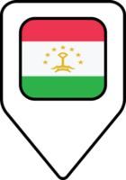 Taijikistan flag map pin navigation icon, square design. png