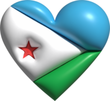 Djibouti flag heart 3D. png