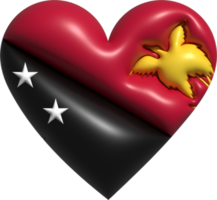 Papua New Guinea flag heart 3D. png