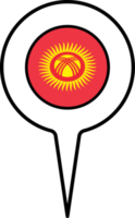 Kirghizistan drapeau carte aiguille icône. png