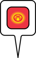 Kirghizistan drapeau carte aiguille icône, carré conception. png