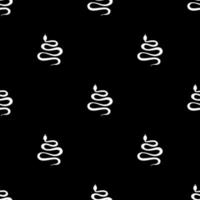 Seamless pattern with snakes illustration white color on black vector