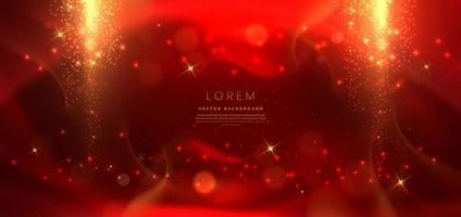 Abstract elegant dark red background with golden glowing effect. Template premium award design. vector