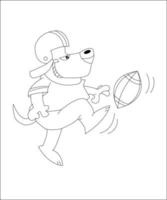 funny dog playing football, vector illustration, for kids and adult