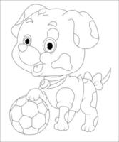 funny dog playing football, vector illustration, for kids and adult