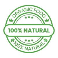 100 Percent Natural Product Badge, Healthy Food Label, Emblem, Sticker, Organic Vector Illustration, Logo Design For Organic Food