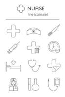 Set Linear vector icon nurse.