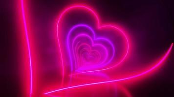 flygande genom röd hjärtan målad med ljus. oändligt looped animation. video