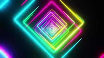 Flying through quadrilaterals painted with multicolored light. Infinitely looped animation. video