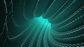 Futuristic tech motion background animation - endlessly rotating and looping shiny green tunnel with light reflections. video