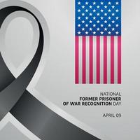 national former prisoner of war recognition day. prisoner of war recognition greeting template with american flag and black ribbon. prisoner of war day. vector