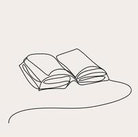 Minimalist Book Line Art, Reading Outline Drawing, Reader Simple Sketch, Books, Vector Illustration