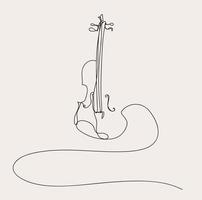 Minimalist Violin Line Art, Music Outline Drawing, Stringed Instrument, Musical Sketch, Vector