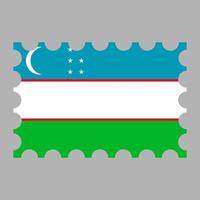 Postage stamp with Uzbekistan flag. Vector illustration.