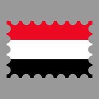 Postage stamp with Yemen flag. Vector illustration.