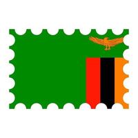 Postage stamp with Zambia flag. Vector illustration.