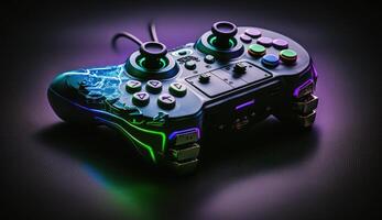 Cyberpunk gaming controller joystick, gamepad illustration photo