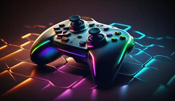 Cyberpunk gaming controller joystick, gamepad illustration photo