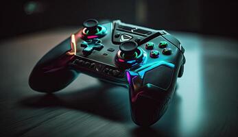 Cyberpunk gaming controller joystick, gamepad illustration photo