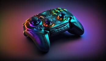 Cyberpunk gaming controller joystick, gamepad illustration photo