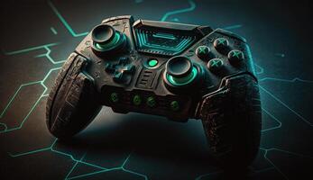 Cyberpunk gaming controller joystick, gamepad illustration photo