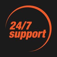 24 7 Support Vector Icon, Sticker symbol slogan orange