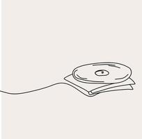 minimalista vinilo disco línea arte, música contorno dibujo, sencillo bosquejo, vector ilustración