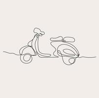 minimalista scooter línea arte, sencillo bosquejo, contorno dibujo, transporte vector