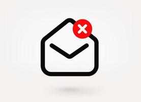 Mail pictogram with ban mark. 3d vector icon